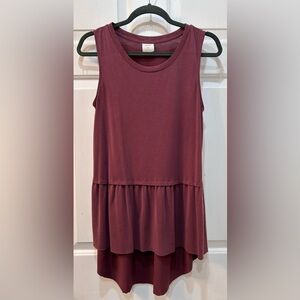 Anthropologie Mote Burgundy Sleeveless Hi Low Tank Women Sz S Preppy Mature